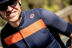 KoszulkakolarskazwysokiejjakościwłókienRogelliPRIME,szaro-pomarańczowa