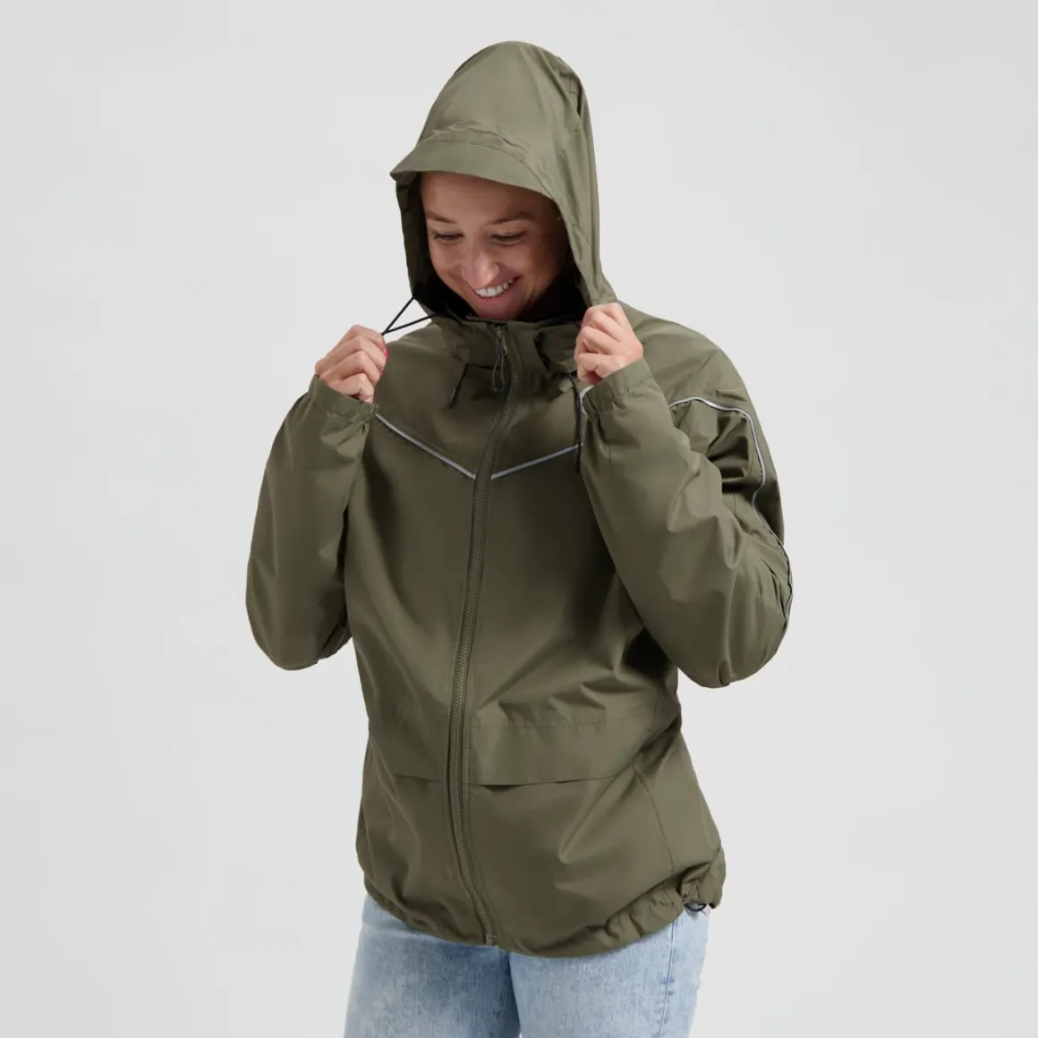 KurtkaprzeciwdeszczowaRogelliCOMMUTERESSENTIALzkapturemibocznymikieszeniami,khaki