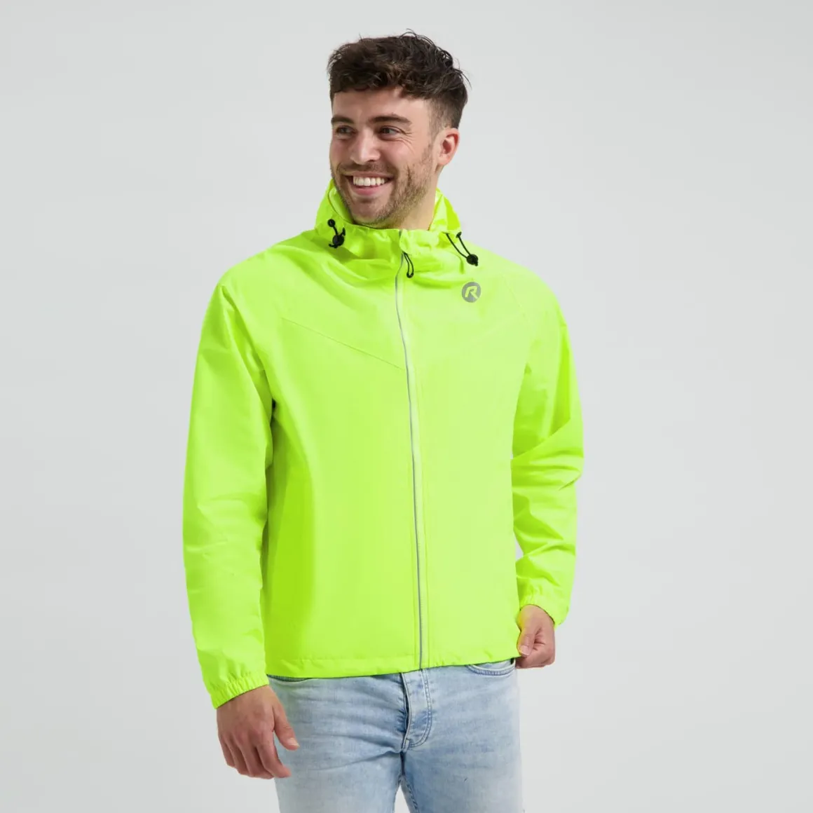 KurtkaprzeciwdeszczowaRogelliCOMMUTERCOREzkapturemibocznymikieszeniami,fluor