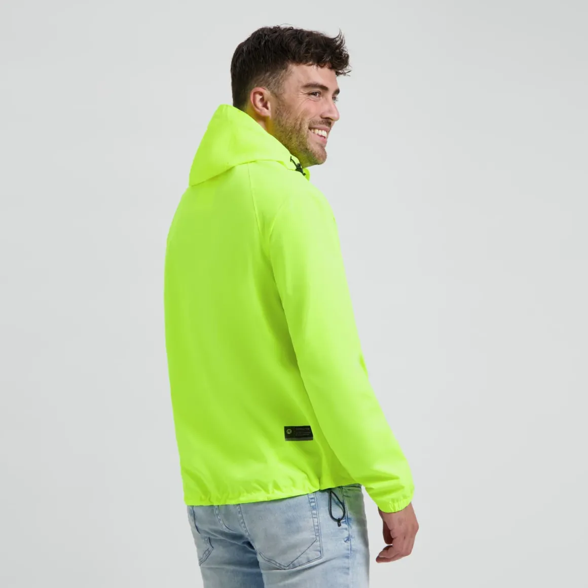 KurtkaprzeciwdeszczowaRogelliCOMMUTERCOREzkapturemibocznymikieszeniami,fluor