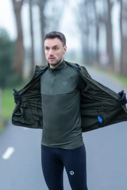 MęskabluzadobieganiaENJOYIIIzfunkcjonalnegomateriału,khaki