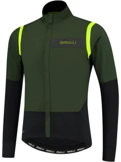 UltralekkakurtkarowerowaRogelliINFINITEbezocieplenia,khaki-czarno-odblaskowożółta